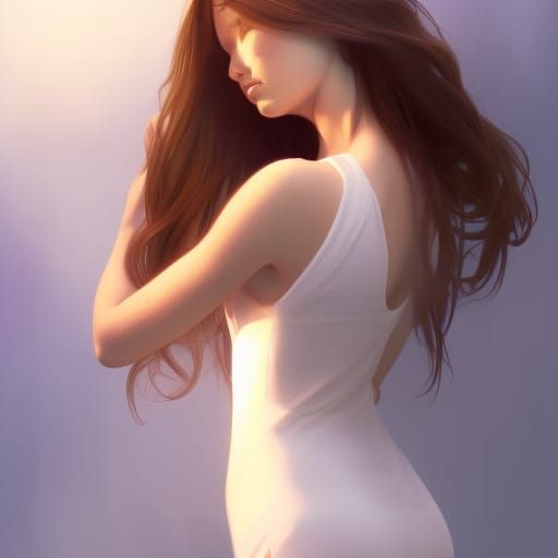 Beautiful woman in white dress