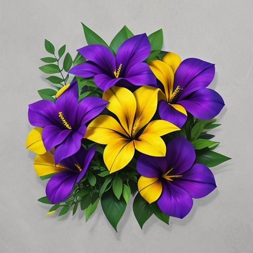 Purple allamanda flower and yellow allamanda flower, combine...