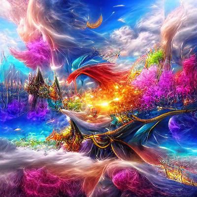 Cinematic view of an unlimited magical tempest beautiful det...