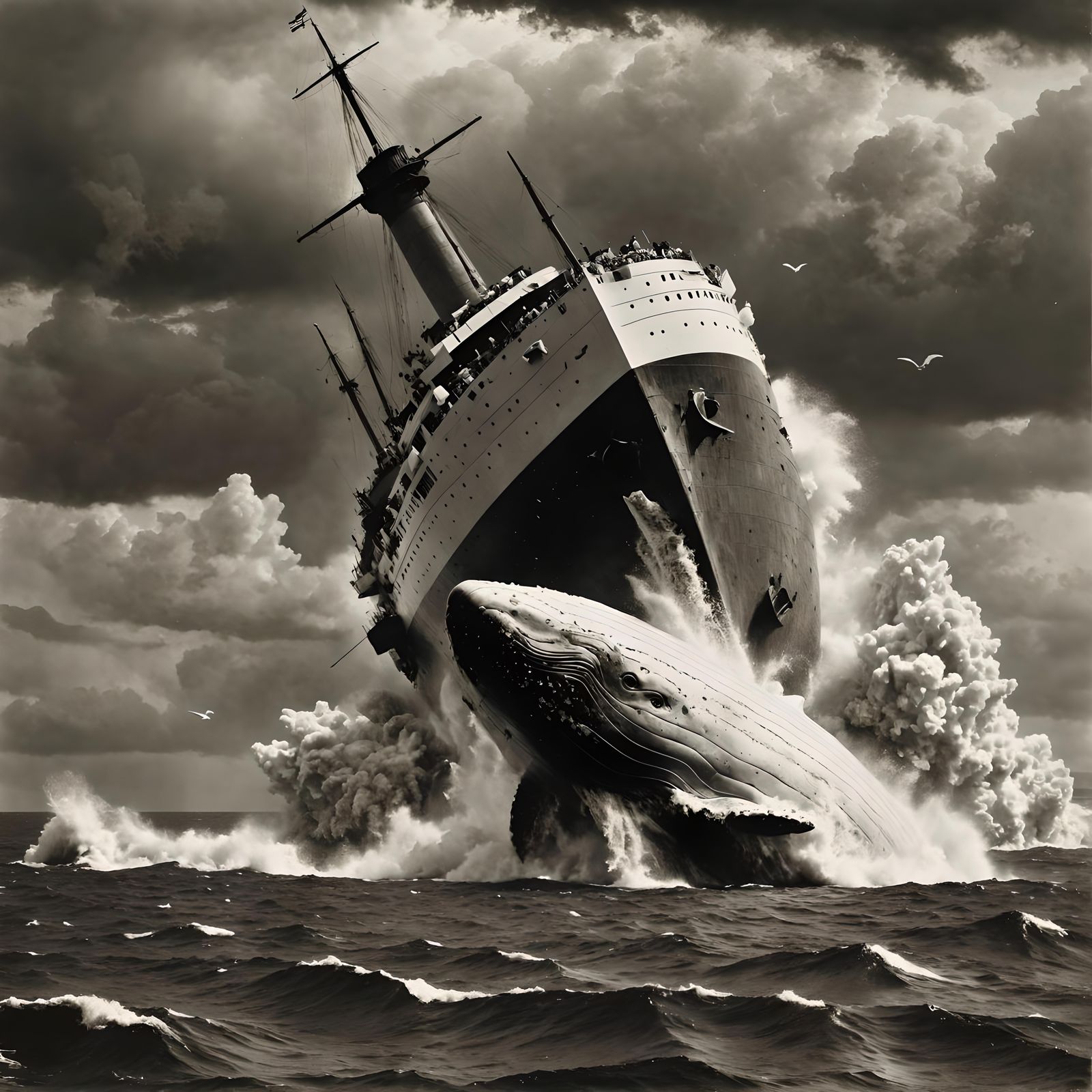 Moby Dick vs. The Titanic - AI Generated Artwork - NightCafe Creator