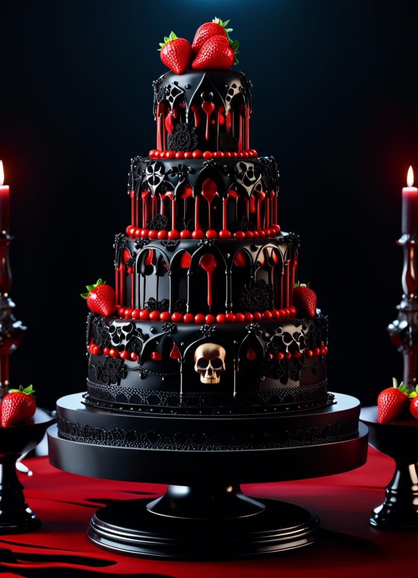 Multilevel Gothic Black Wedding Cake!