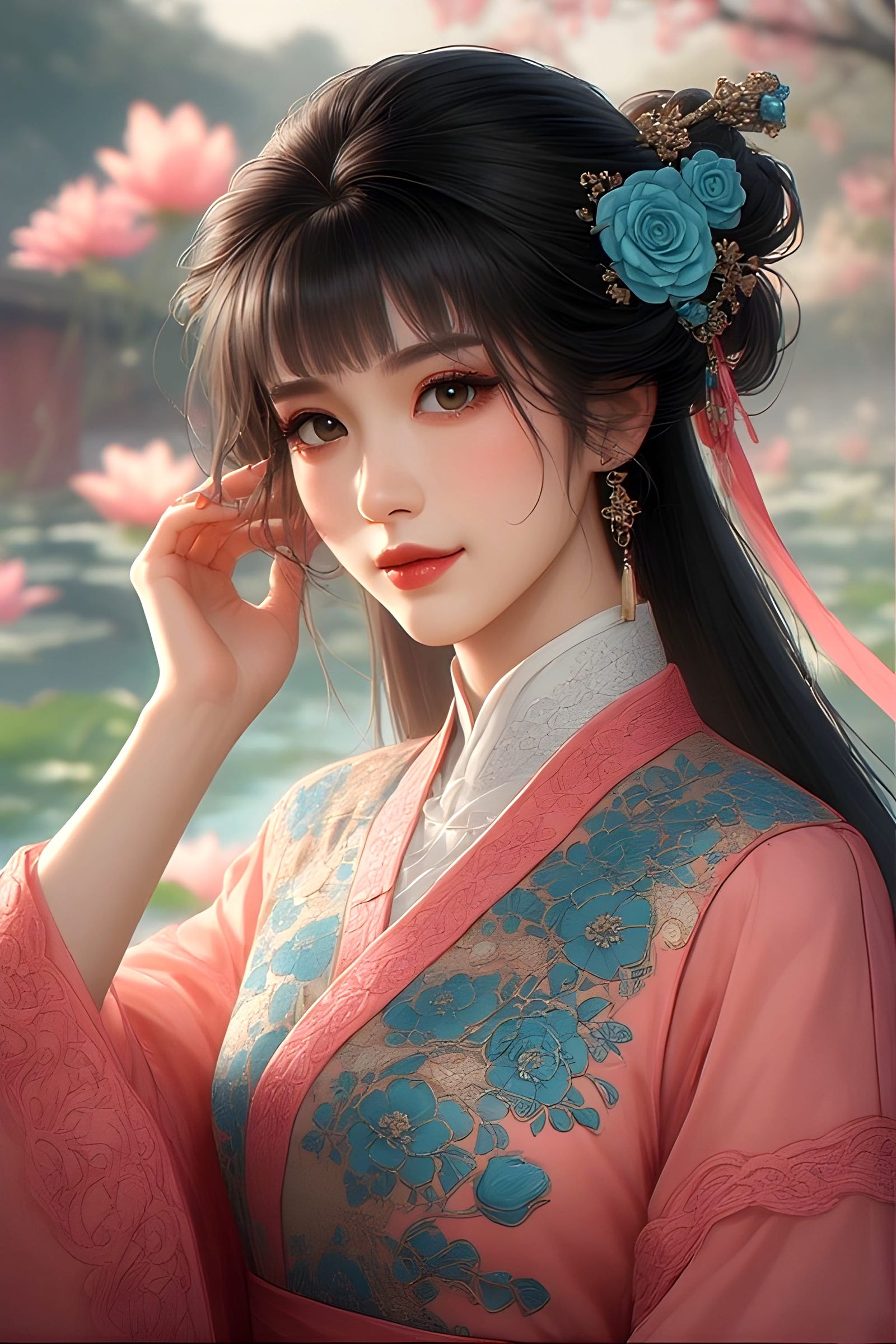 Shu Xian by the lotus pond