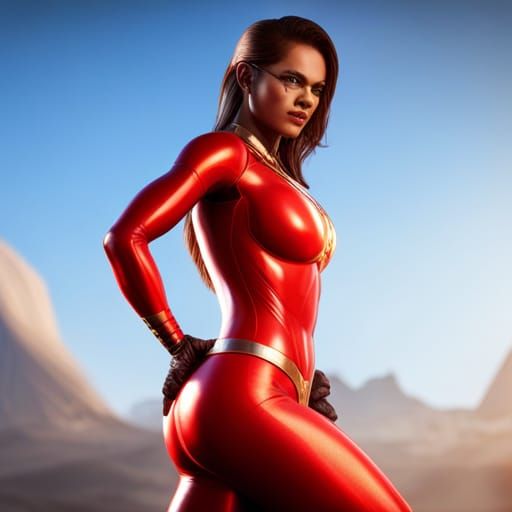 photo realistic detailed beautiful female comic book superhe...