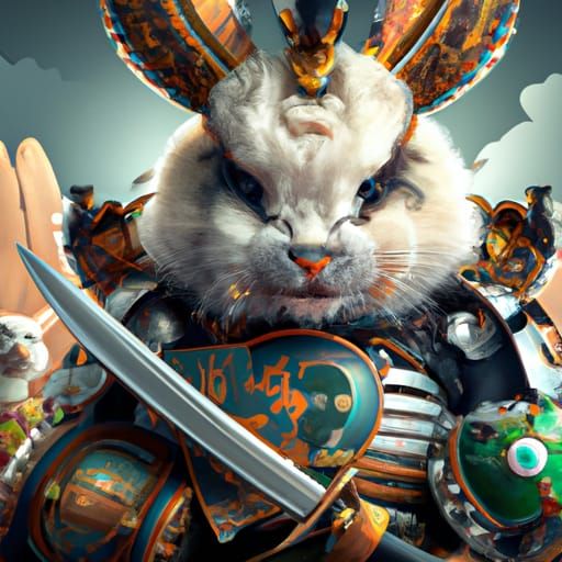 “samurai rabbit”! ⚔️, essence of the warriors, cute and fluffy. 🐰 ...