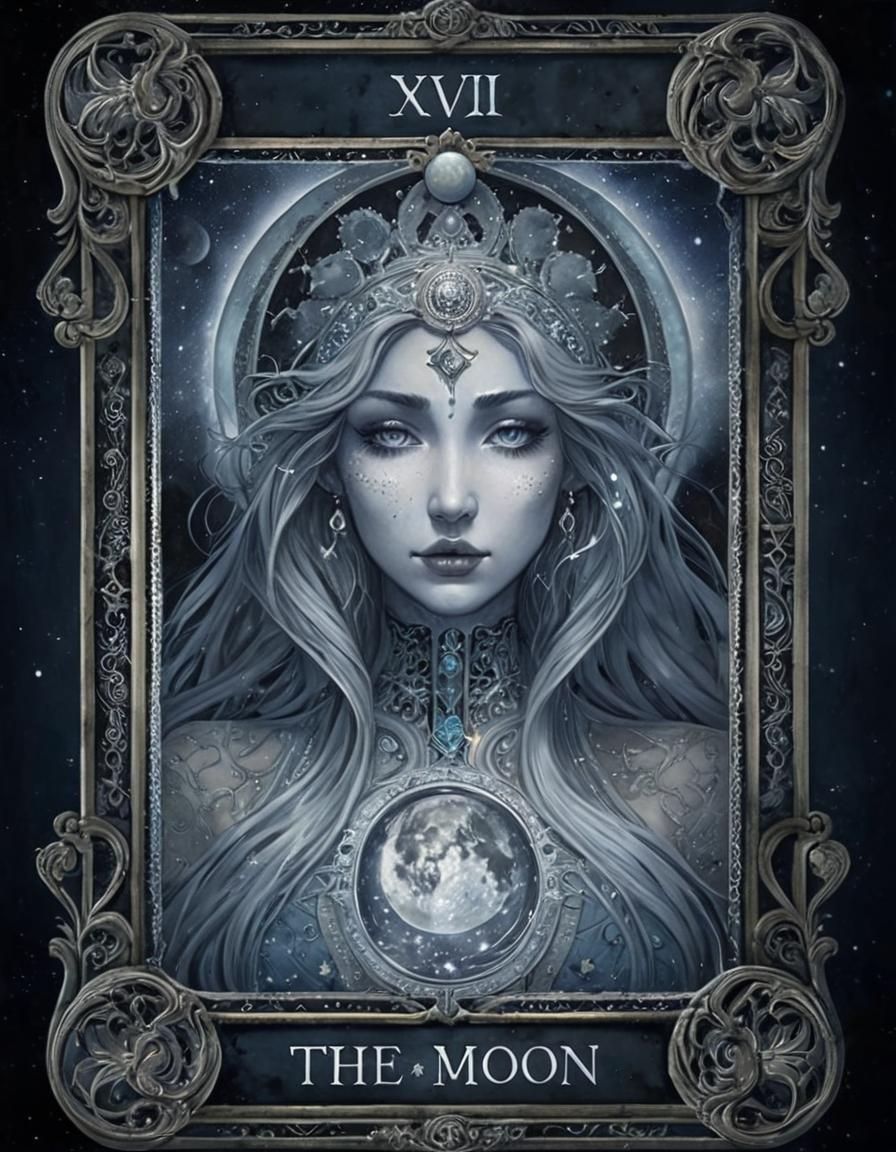 • The Moon • Pewter Tarot Card  by @RoseJoy