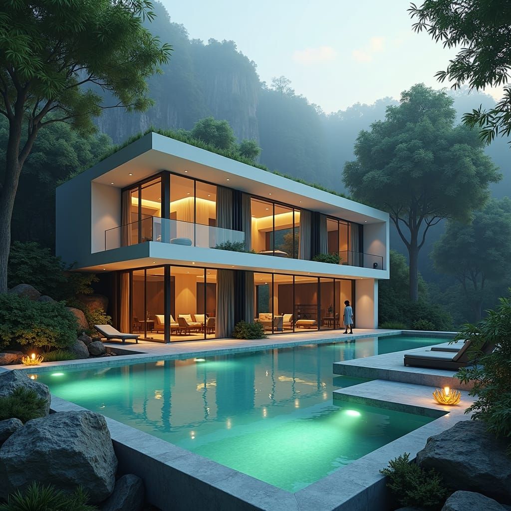 Futuristic Fantasy Home with Infinity Pool