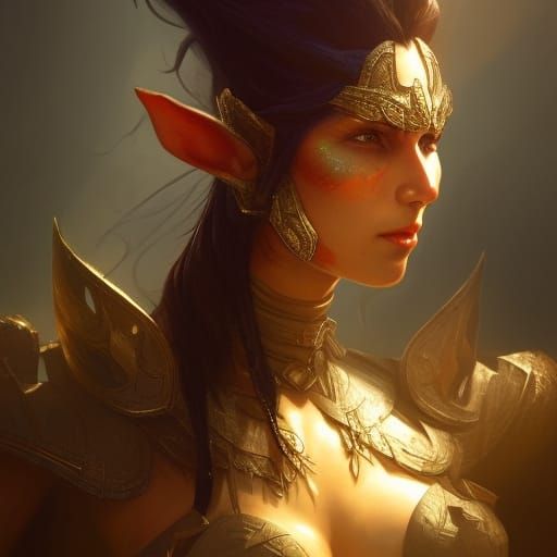 A evil elf female warrior