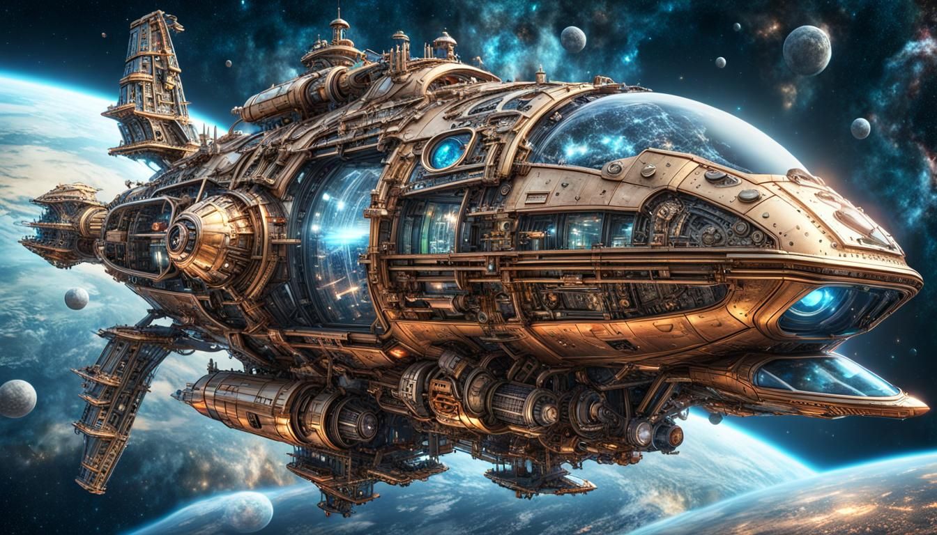 Crystal & Metal Spaceship  by @Archibald