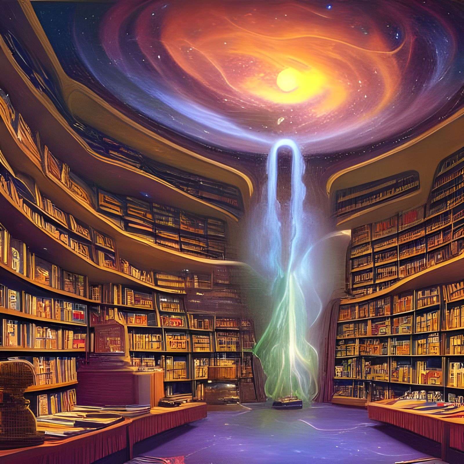 Alien library with portal to your book's world undefined