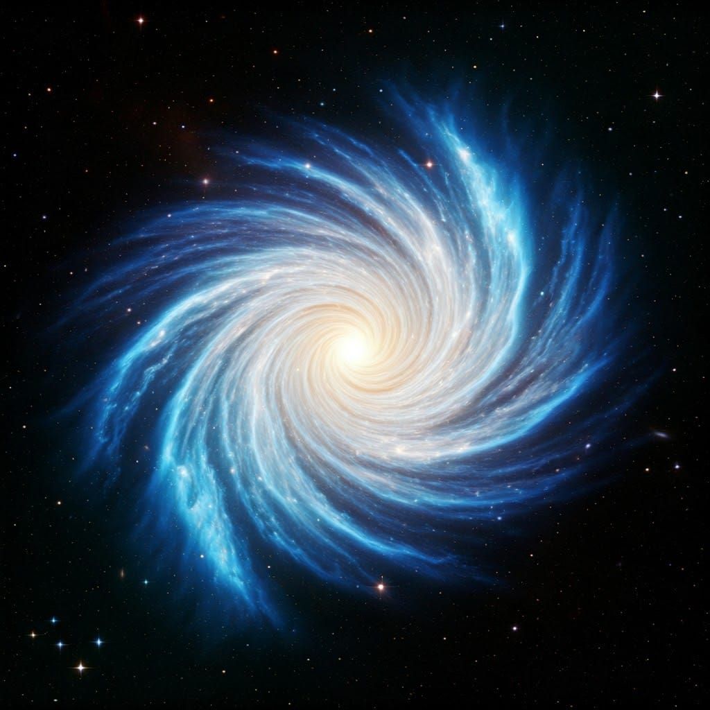 Spiral Galaxy with Vibrant Clouds and Black Hole in Breathta...