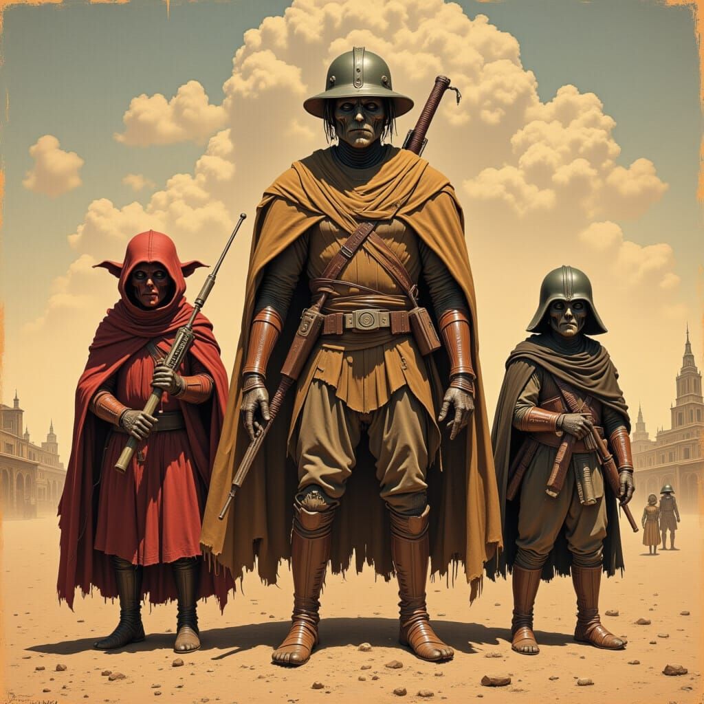 <lora:Frightening lies:1.0> Tusken Raiders