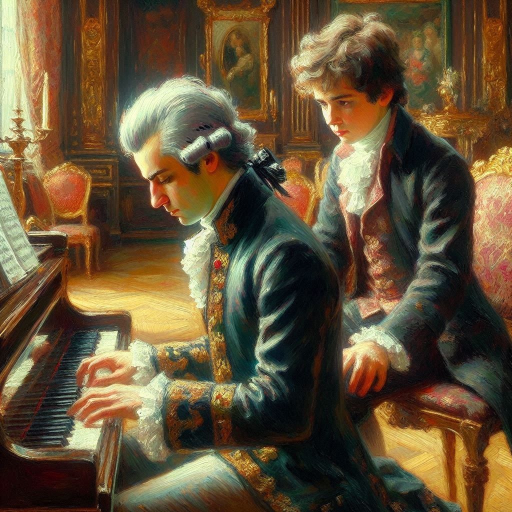 “Harmony of Geniuses: Mozart Teaching Beethoven #2"
