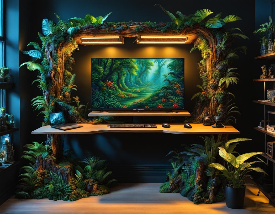Terrariumstyle gaming PC setup AI Generated Artwork NightCafe Creator