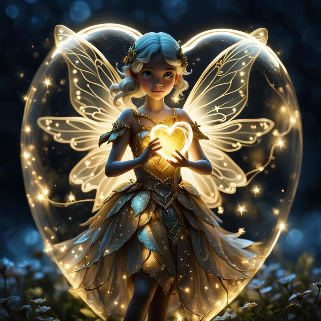 a fairy with the gold heart