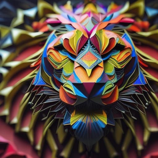 Royal origami paper lion🦁  by @Tiny Pearl Cat