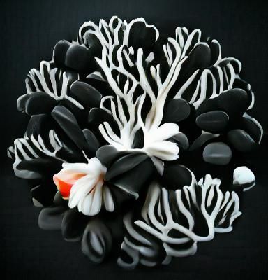 black and white coral blooming minimalist