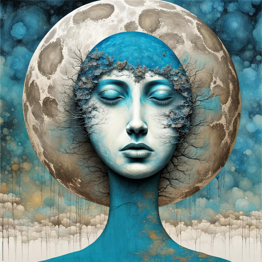 Blue Moon Face - AI Generated Artwork - NightCafe Creator