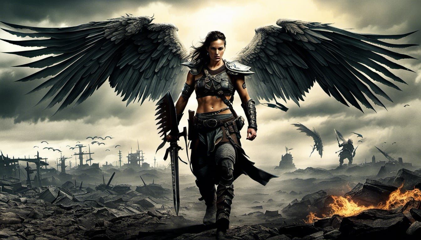 Flying Angel Warriors with two wings tattoos piercings" epic...