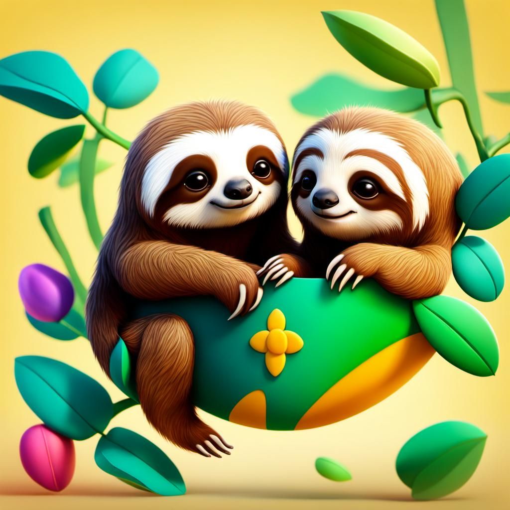 cute baby sloths - AI Generated Artwork - NightCafe Creator