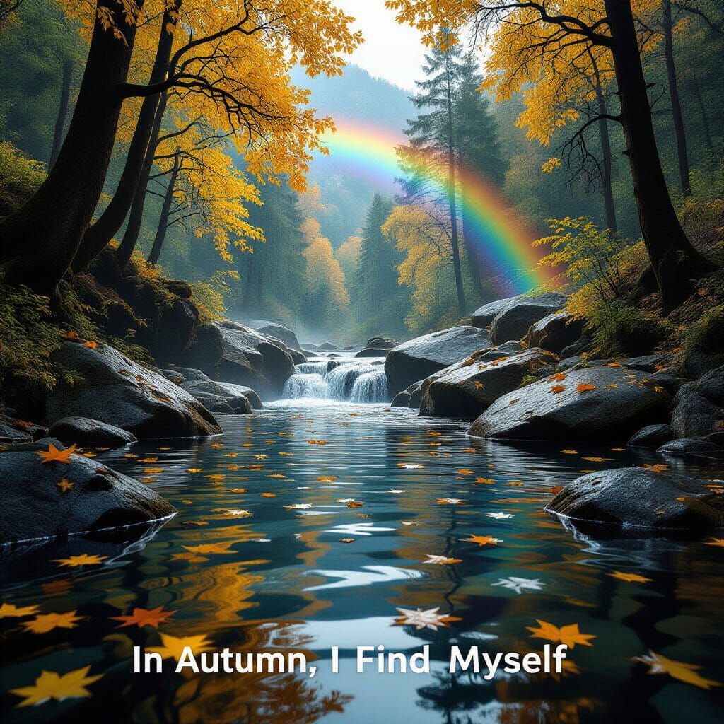 Гиперреализм 8к — ультрадетализированная художественная иллюстрация. Кинематографический ракурс снизу, сквозь падающие жёлтые листья. Перед ...