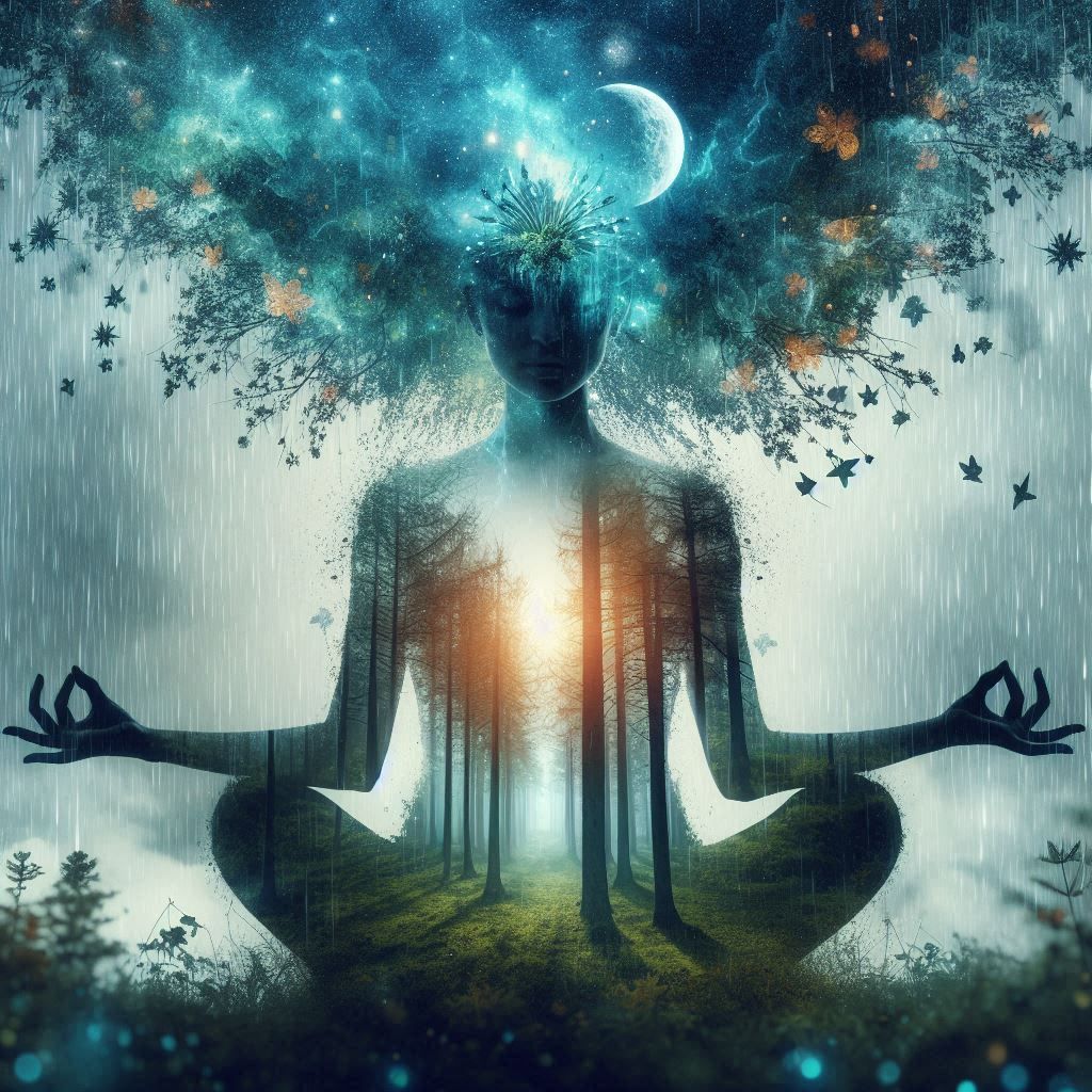 double exposure beautiful fantasy DALL-E 3 portrait landscap...