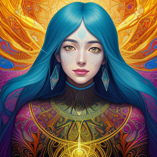 Vibrant Surrealist Portrait in Warm, Triadic Colors