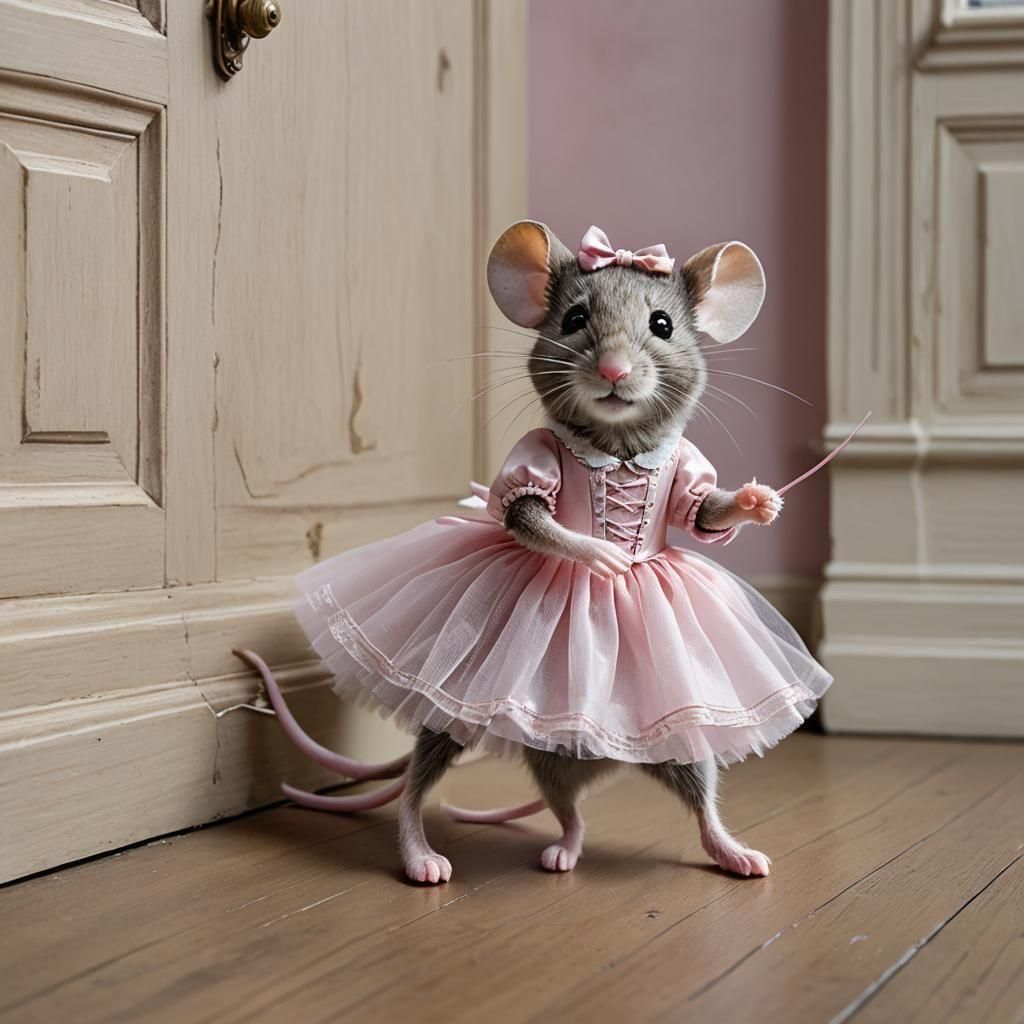 MIRABELLE (13)  Her little sister popped out of the mouse hole. "I want to see you dance, Mirabelle!", and together they made their way to the Doll House.