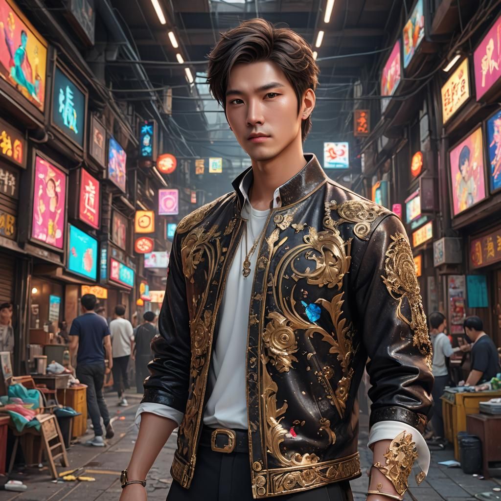 man dressed like a k-pop idol