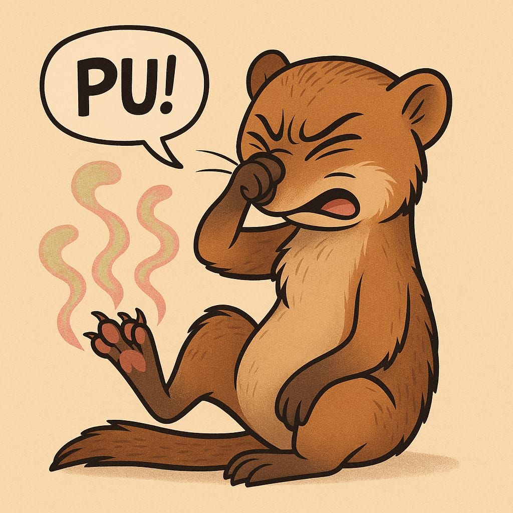 A mongoose with stinky feet.