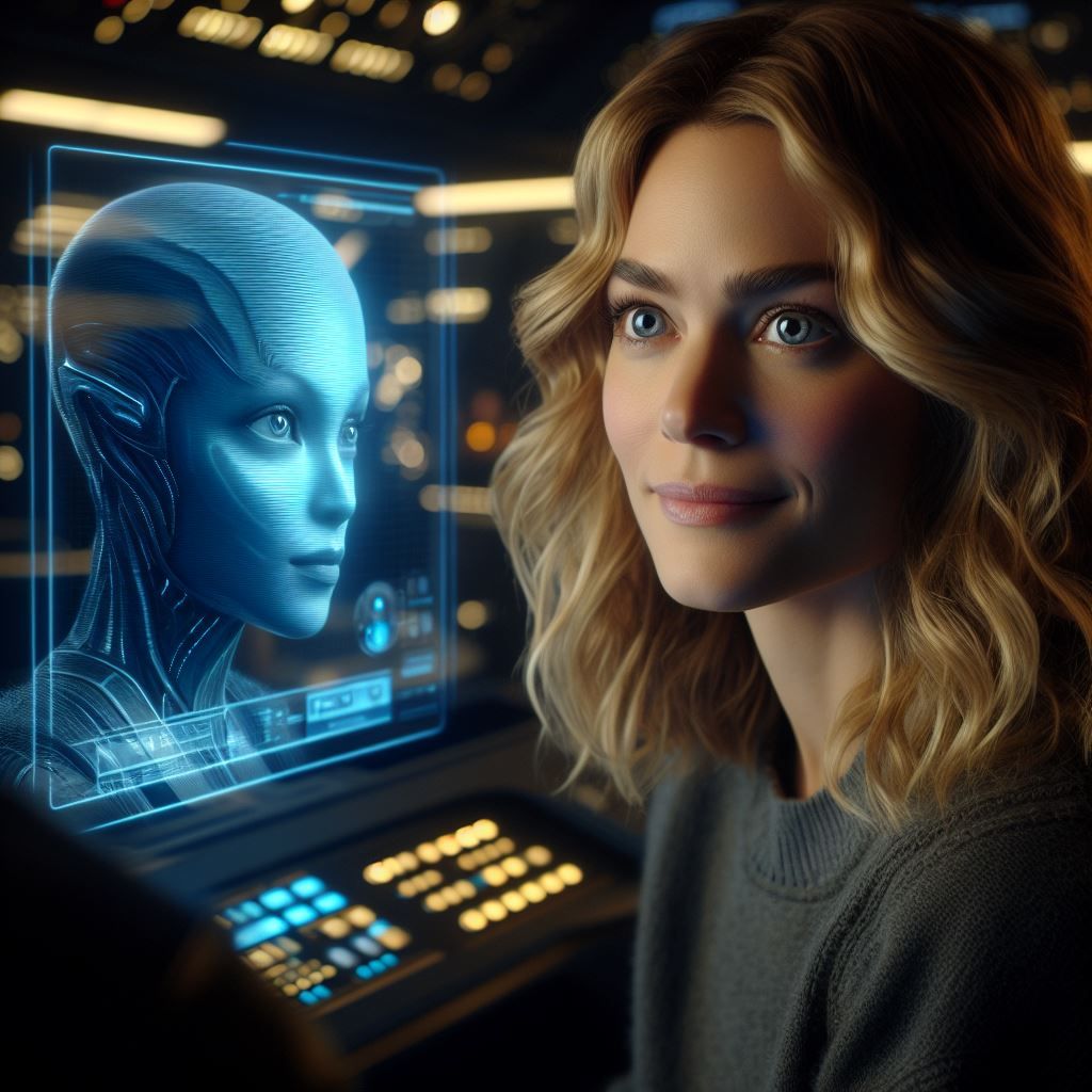 Commander Kelly in a call with an alien