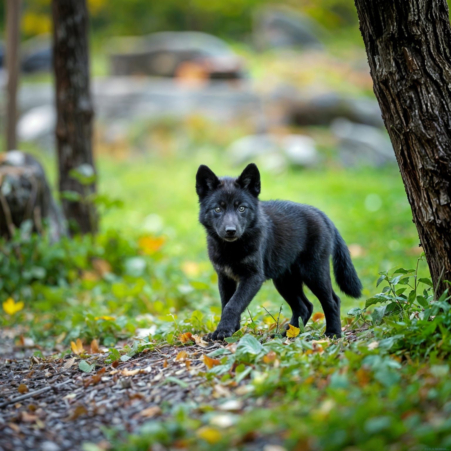 Black wolf cub