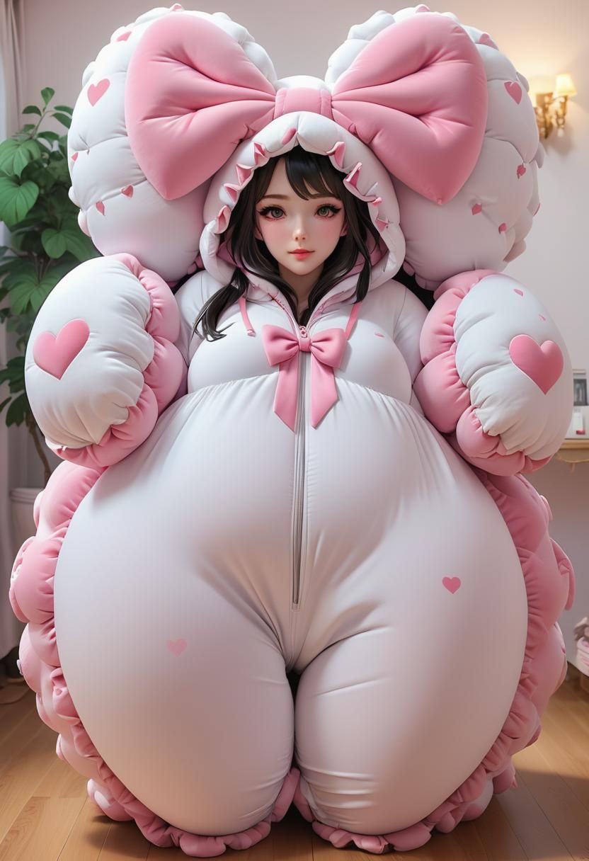 Woman in Padded Suit with Oversized Diaper, Anime Art