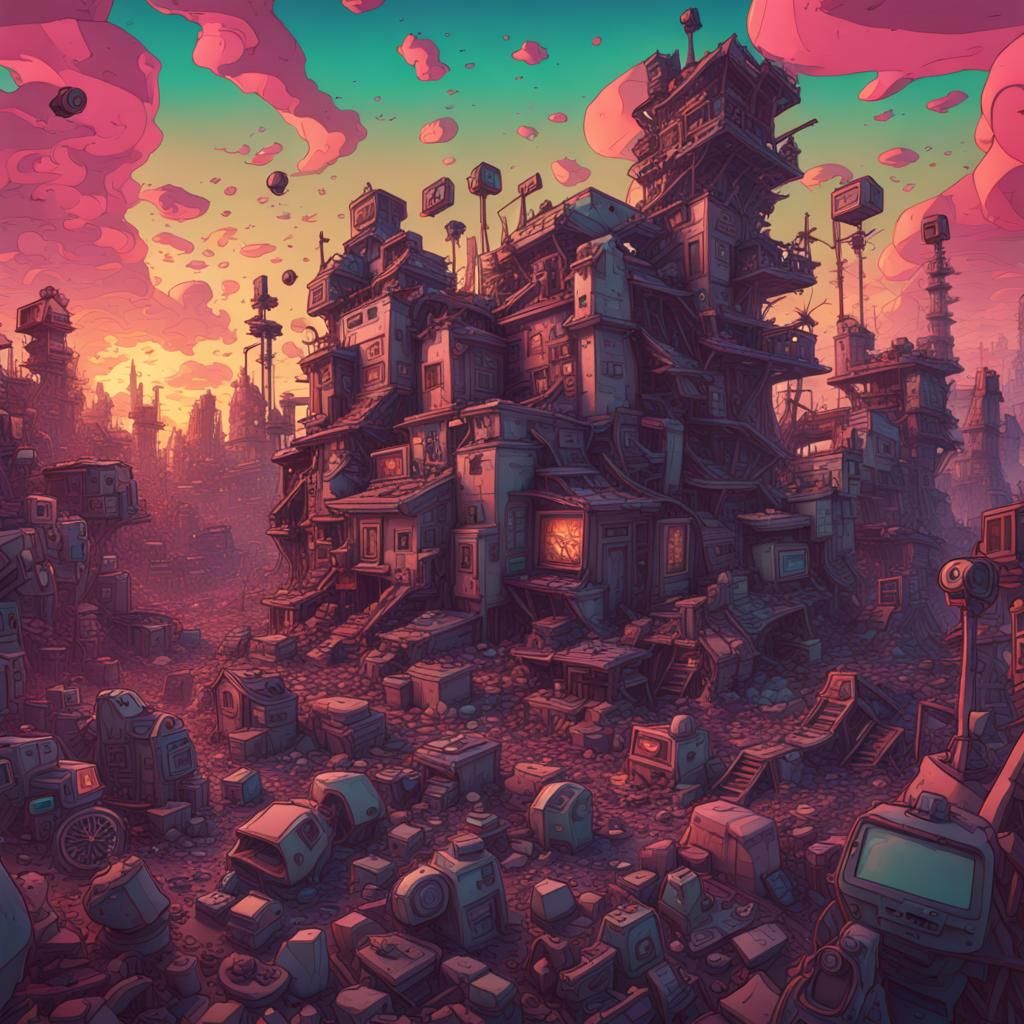 Post apocalyptic wonderland 8k resolution concept art Stephe...
