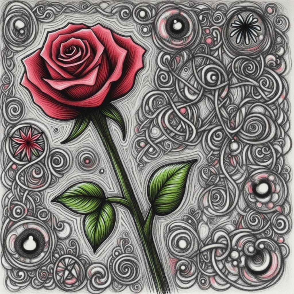 <lora:Crayon Doodles 2:1.0> 
Doddle me a rose