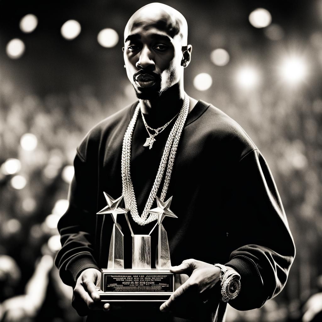 Rapper Tupac excepting a music award