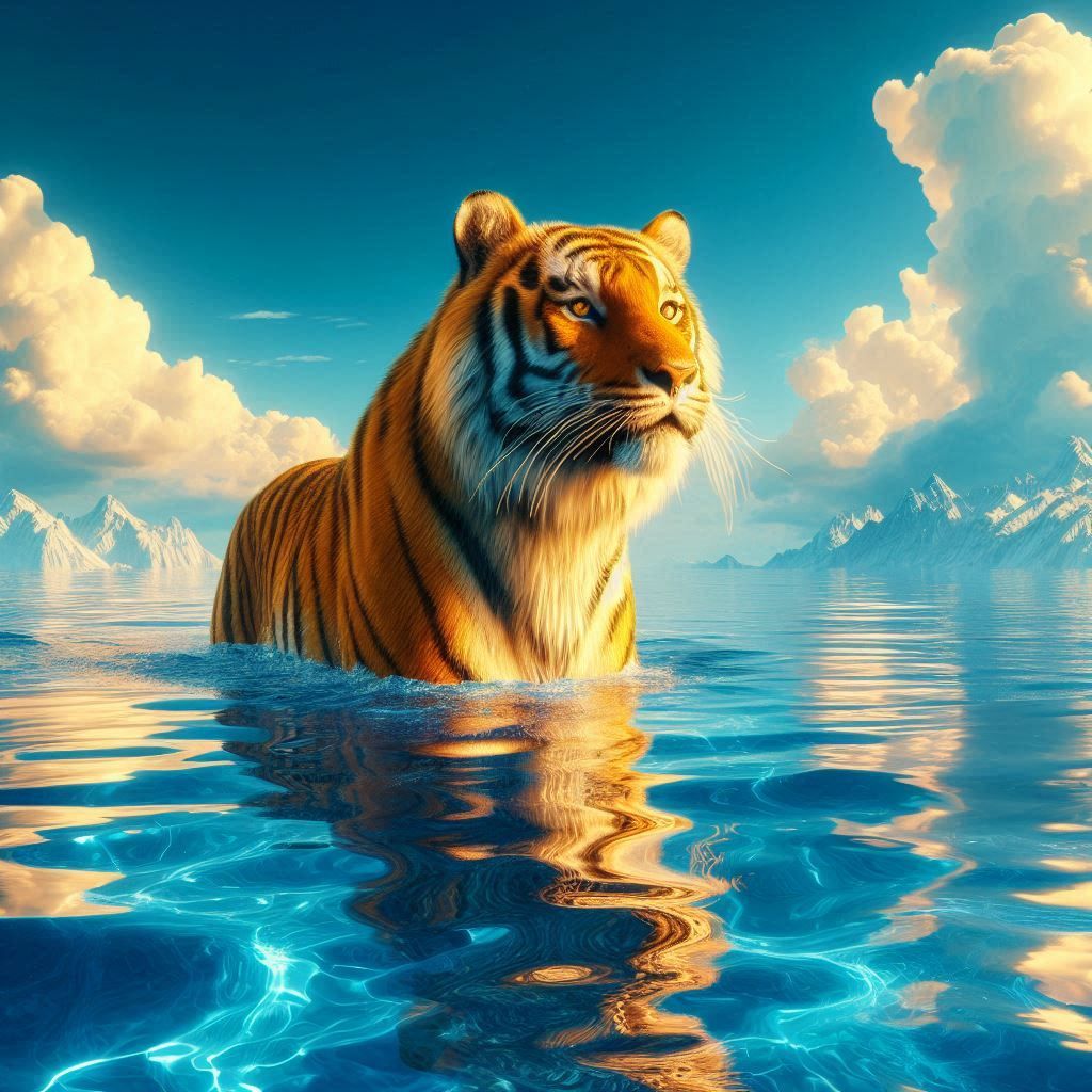 Tiger in lake