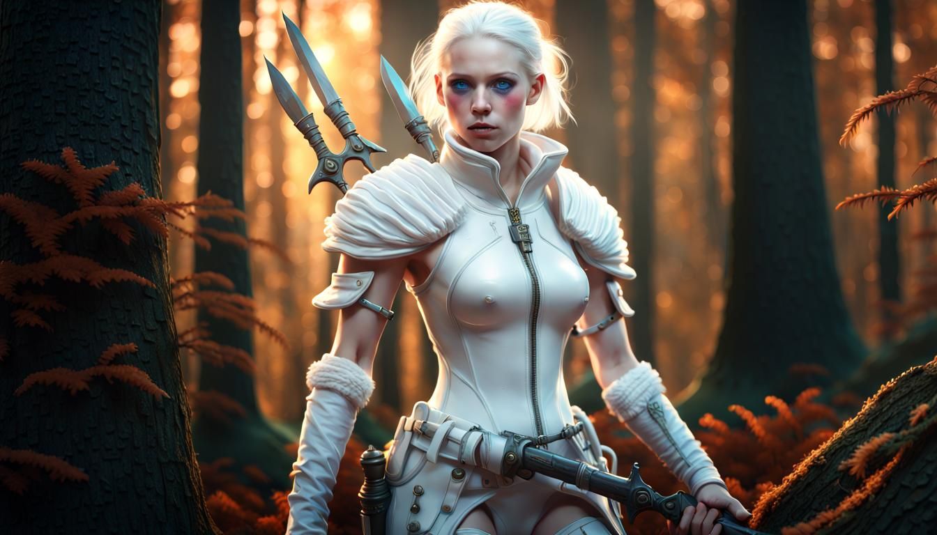 Albino female warrior - AI Generated Artwork - NightCafe Creator