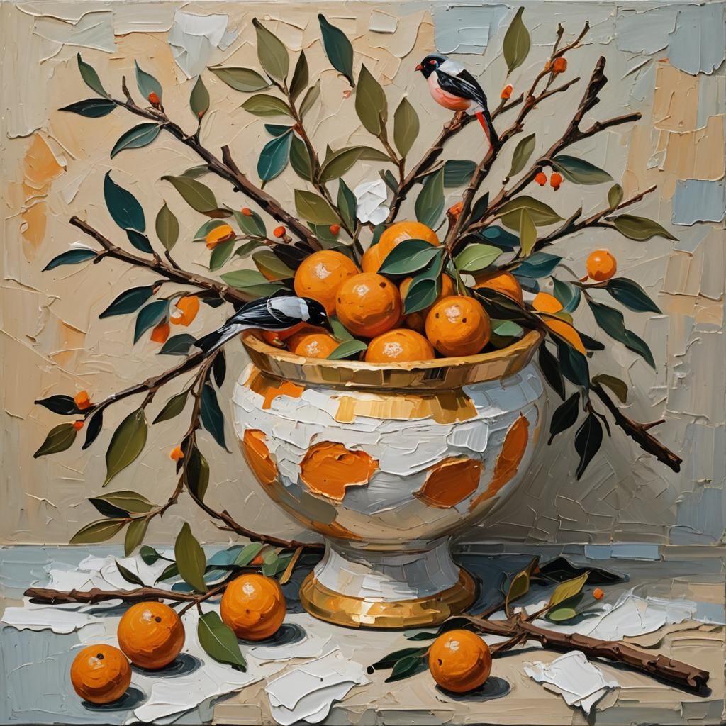 Bullfinches and oranges 2