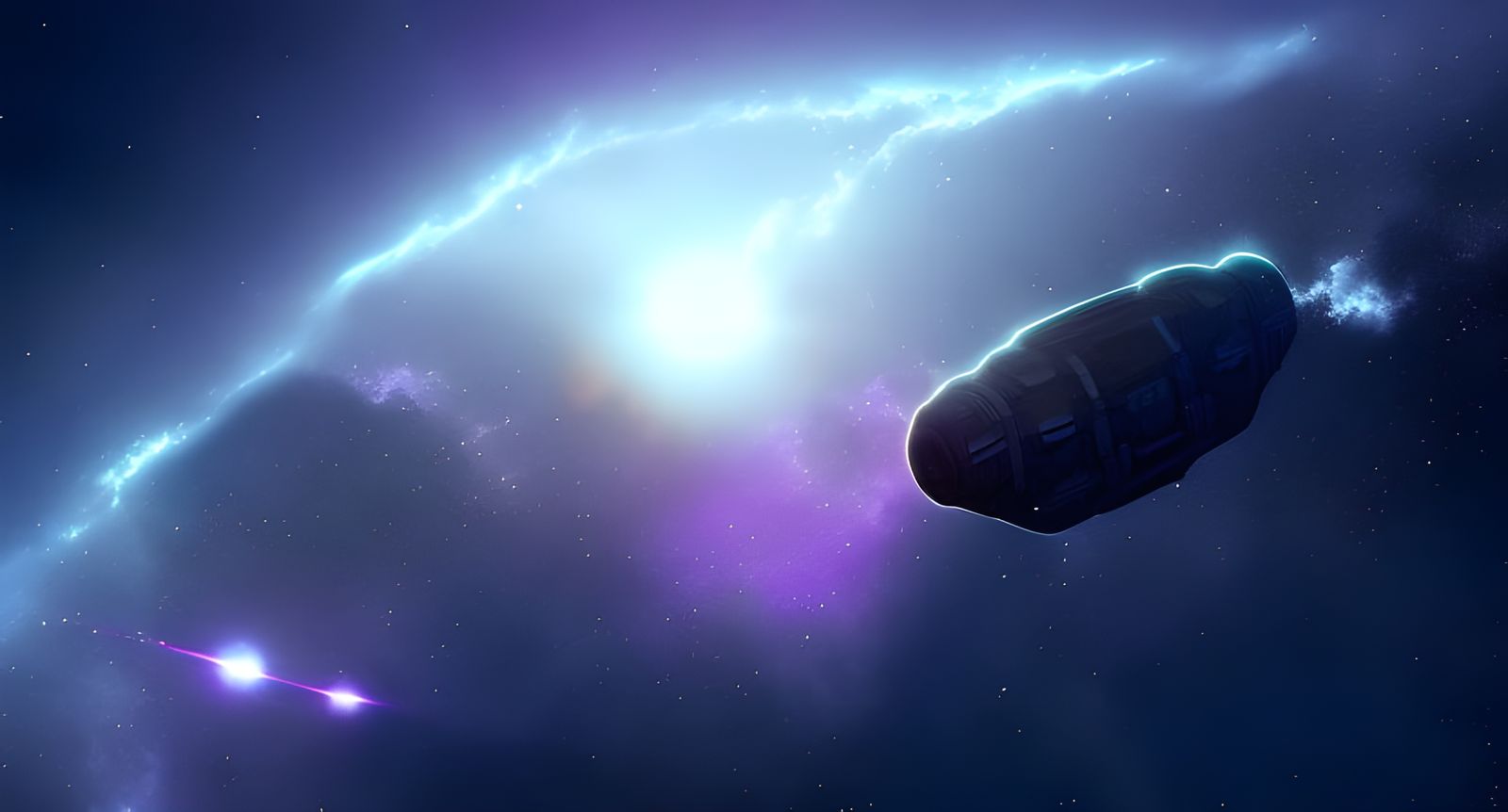 cybernetic tardigrade silhouette against a galaxy nebula, co...