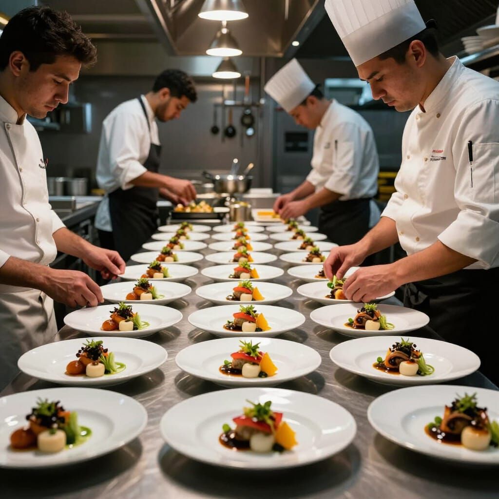 Hyperrealistic Cinematic Kitchen During Peak Service