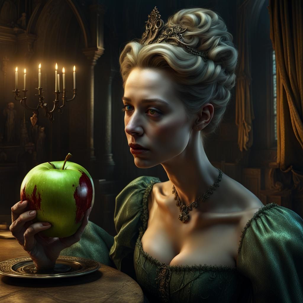 Cinderella hypnotized by the offering of a poisonous green a...