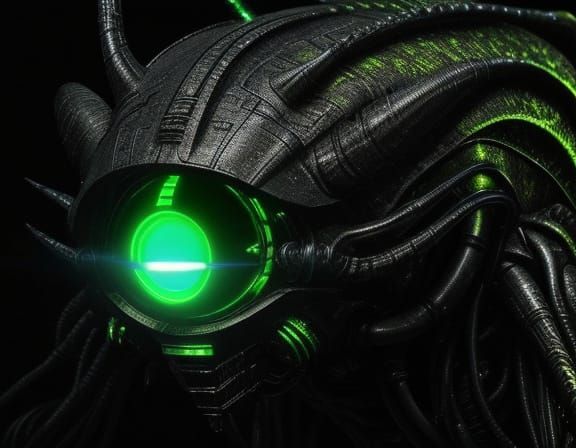 Alien Creature Aims Ray Gun in Surreal Sci-Fi Art