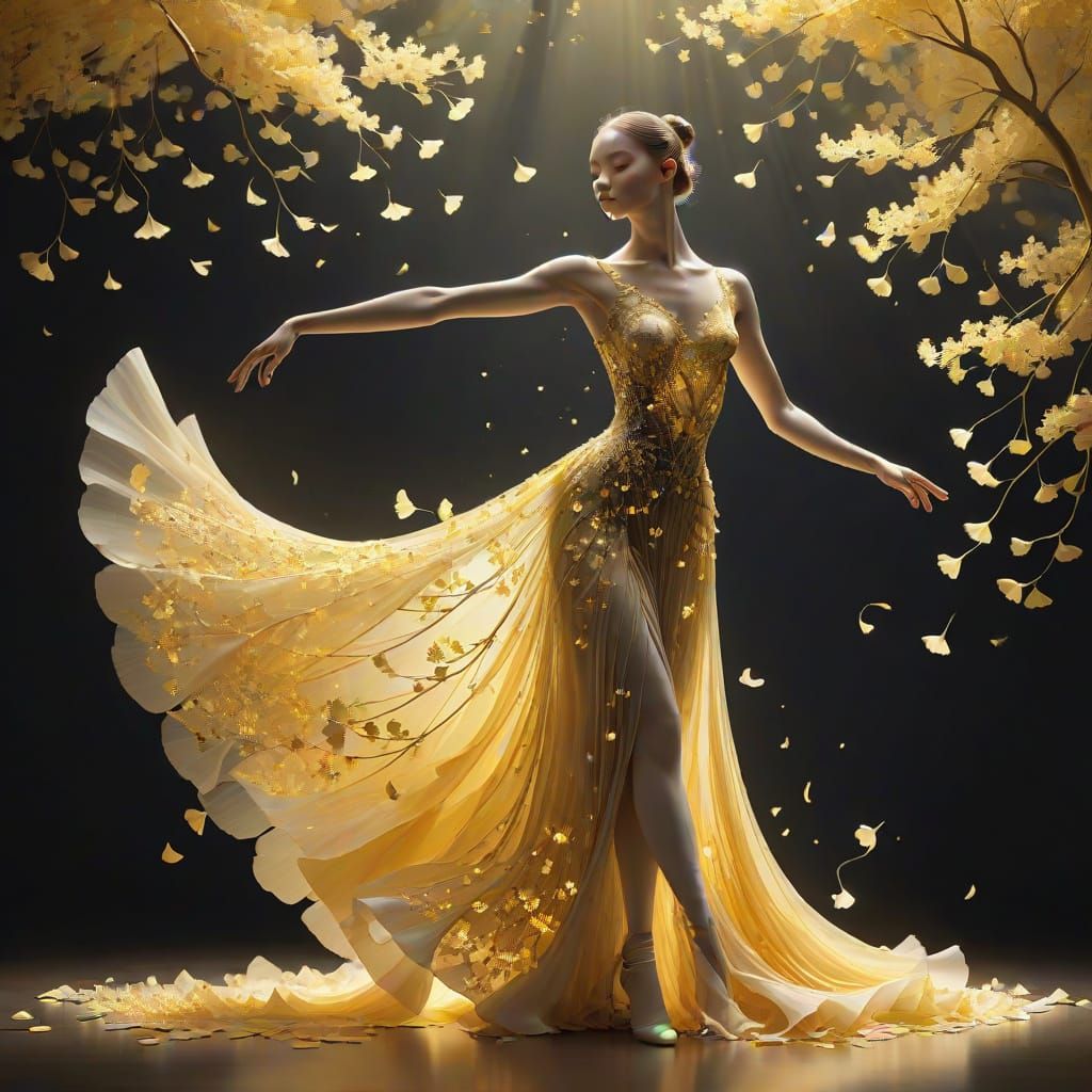 Creation Summary by Vincent 
Luminescent Ballerina in Ginkgo Gown
A luminescent ballerina wears a flowing ...  by @GRAZYNA-BARBARA
