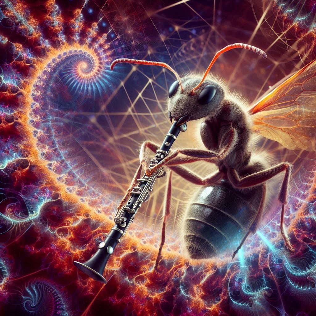 Ant playing oboe