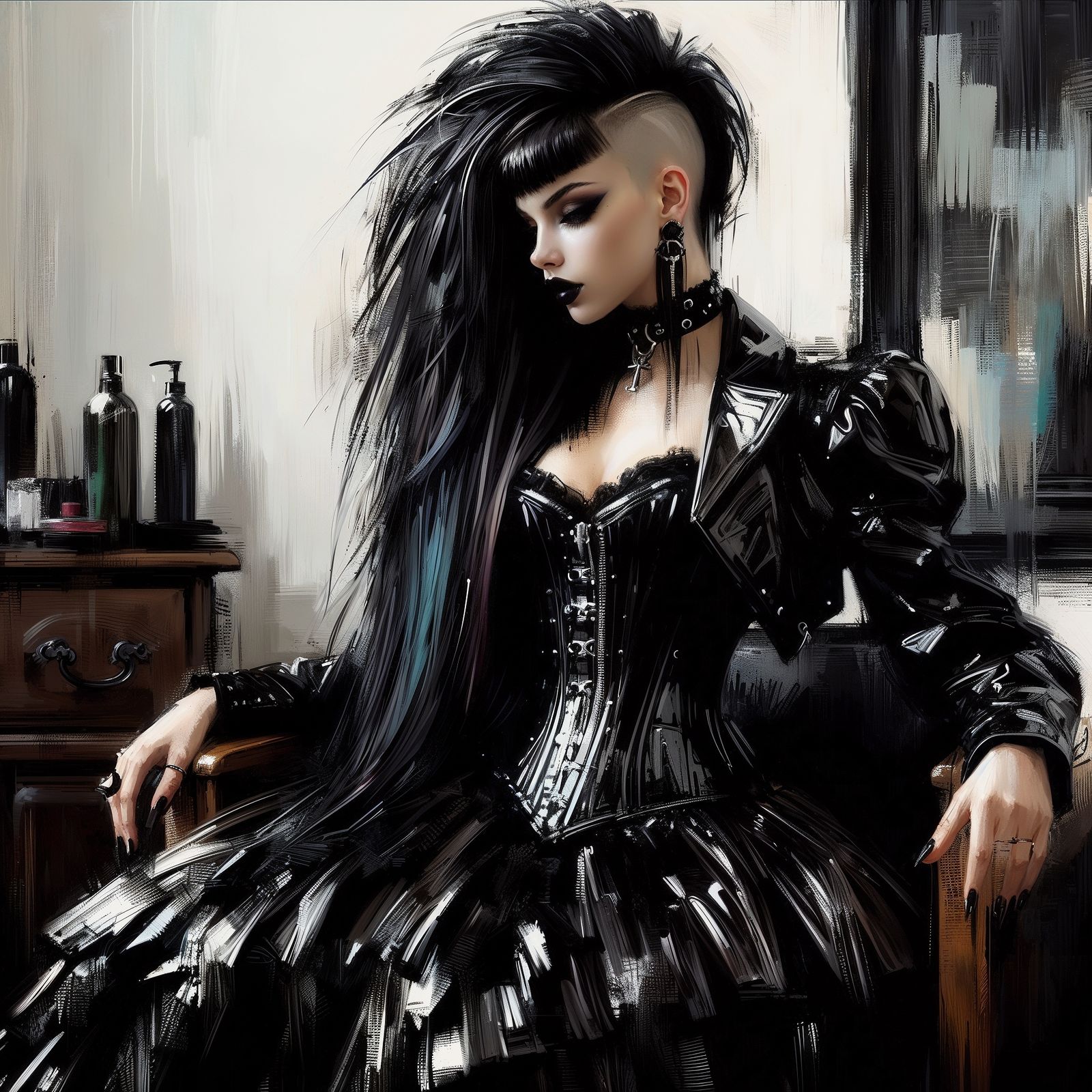 In the hair salon... 🖤