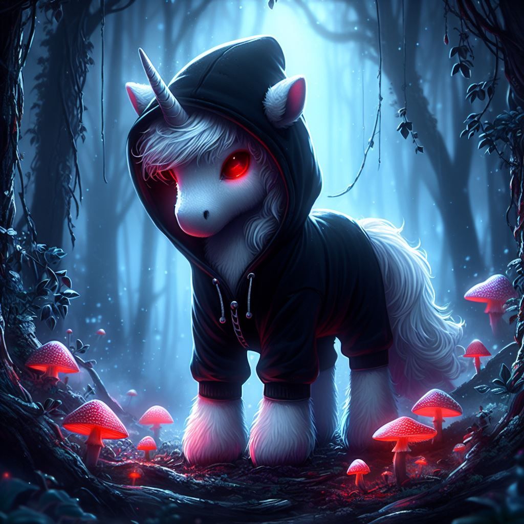 Dark unicorn in a onesie