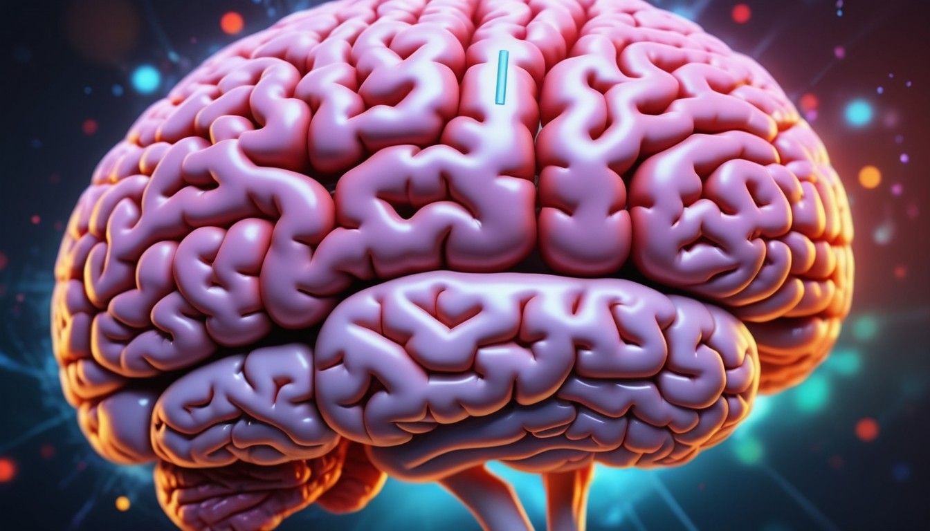 Create an image of a human brain with different colors and s...