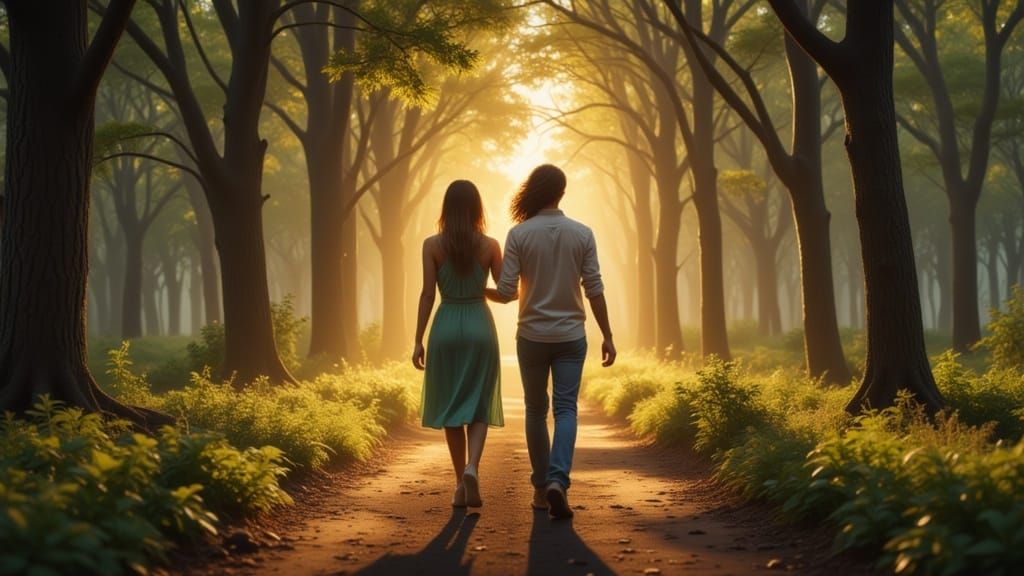 Searching through the trees, I long to see his face (oh)
Under the twilight, my heart starts to sway (oh, oh)
Dew drops on the leaves, leadi...