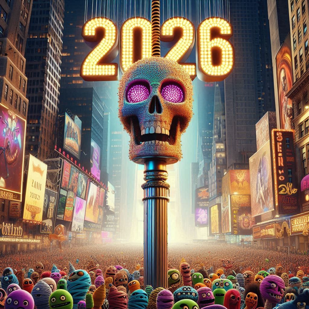 The skull drop in Times Square