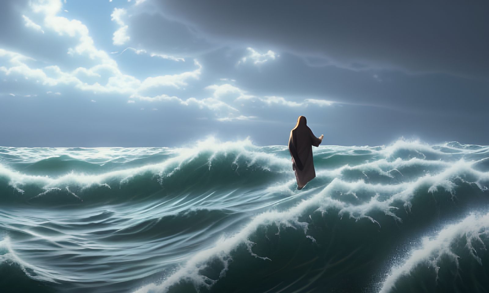 Jesus walking on water - AI Generated Artwork - NightCafe Creator